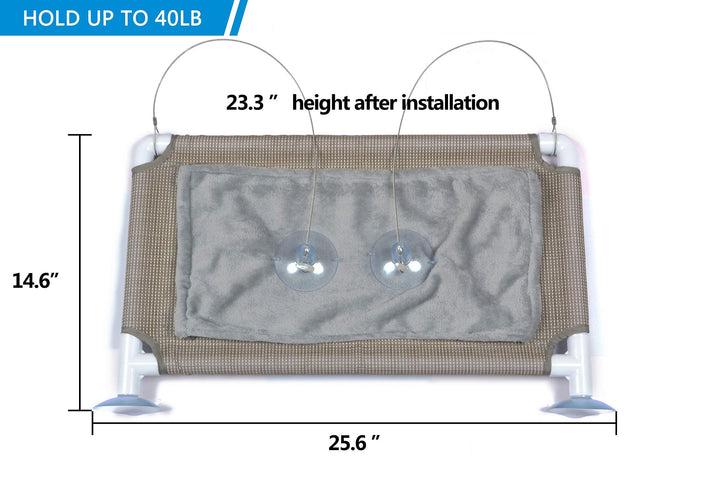 Cat Bed Window, Cat Window Hammock Window Perch, Safety Cat Shelves Space Saving Window Mounted Cat Seat for Large Cats (Beige Premium Set)