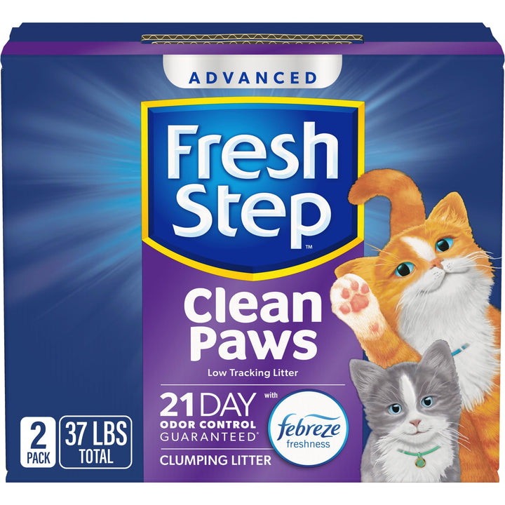 Clean Paws Cat Litter with Febreze Freshness, Advanced Multi Cat Low Tracking Clumping Litter, 37 lbs. (2 x 18.5 lb. Box)