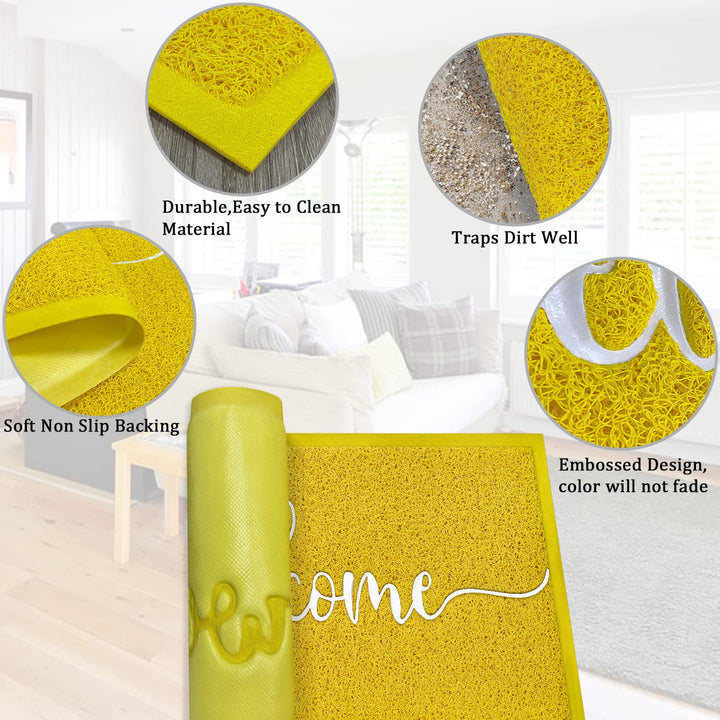 Yellow Outdoor Mat Front Door Indoor Welcome Doormat,Anti Slip Rubber Door Mat,Quickly Trap Dirt Easy to Clean
