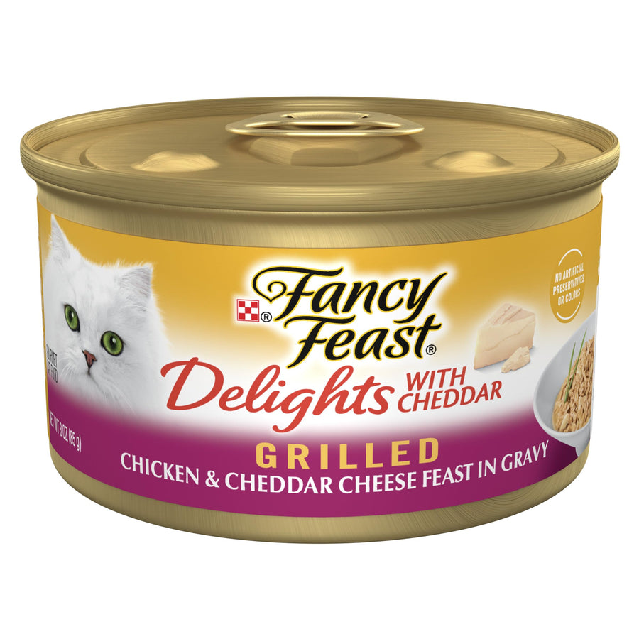 Purina Delights With Cheddar Grilled Chicken and Cheddar Cheese Feast in Wet Cat Food Gravy Cat Food - (Pack of 24) 3 oz. Cans