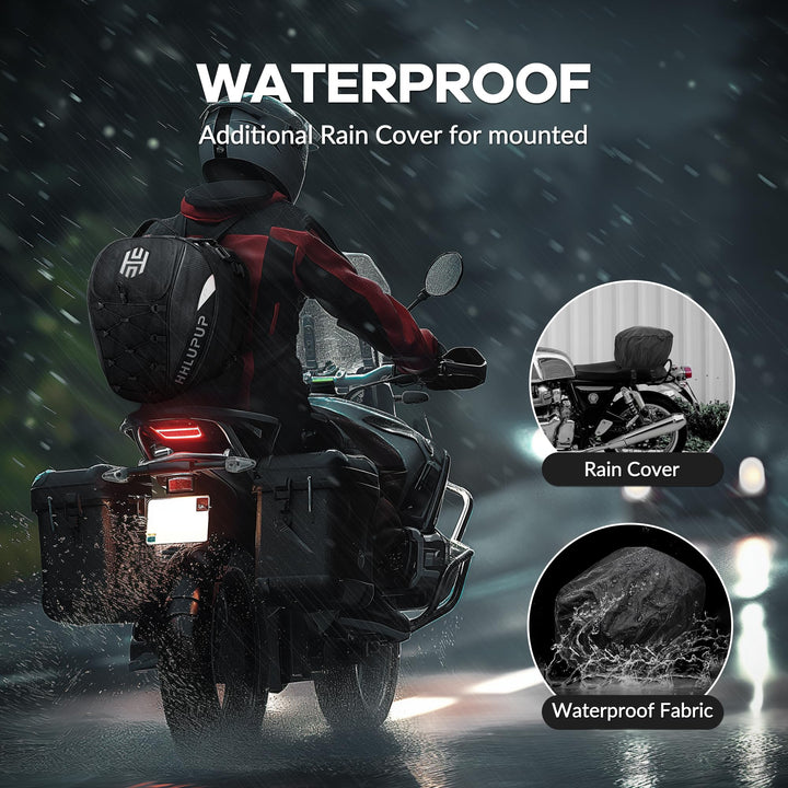 Motorcycle Tail Bag Seat Helmet - 38L Motorcycle Backpack Waterproof Luggage Bags Waterproof Luggage Bags Motorbike Helmet Bag 25L-38L Large Capacity Dual Use Bag (White)