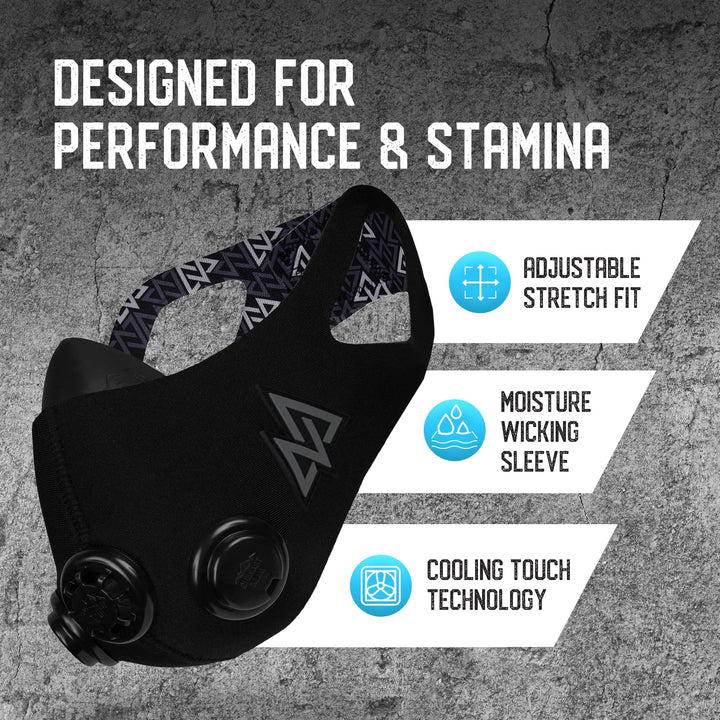 - 2.0 Multi Patened with Clincal Studies - Elevation Training Mask, High Altitude Workout Endurance Mask, Running Mask, Breathing Mask (Medium, Blackout)
