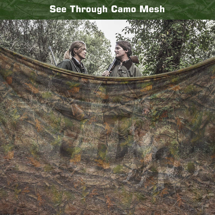 Lightweight Camouflage Netting, Camo Netting, Quiet Mesh Net, Army Shade Nets, Rustle-Free, Clear View, Duck Blinds Cover, for Treestand, Concealment, Decorations, Hunting, Shooting (5ftx13ft)