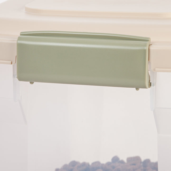 USA WeatherPro Airtight Dog Food Storage Container, Up to 22 lbs, Attachable Wheels, For Dog Cat Bird and Other Pet Food Storage Bin, Keep Fresh, Translucent Body, Clear/Almond