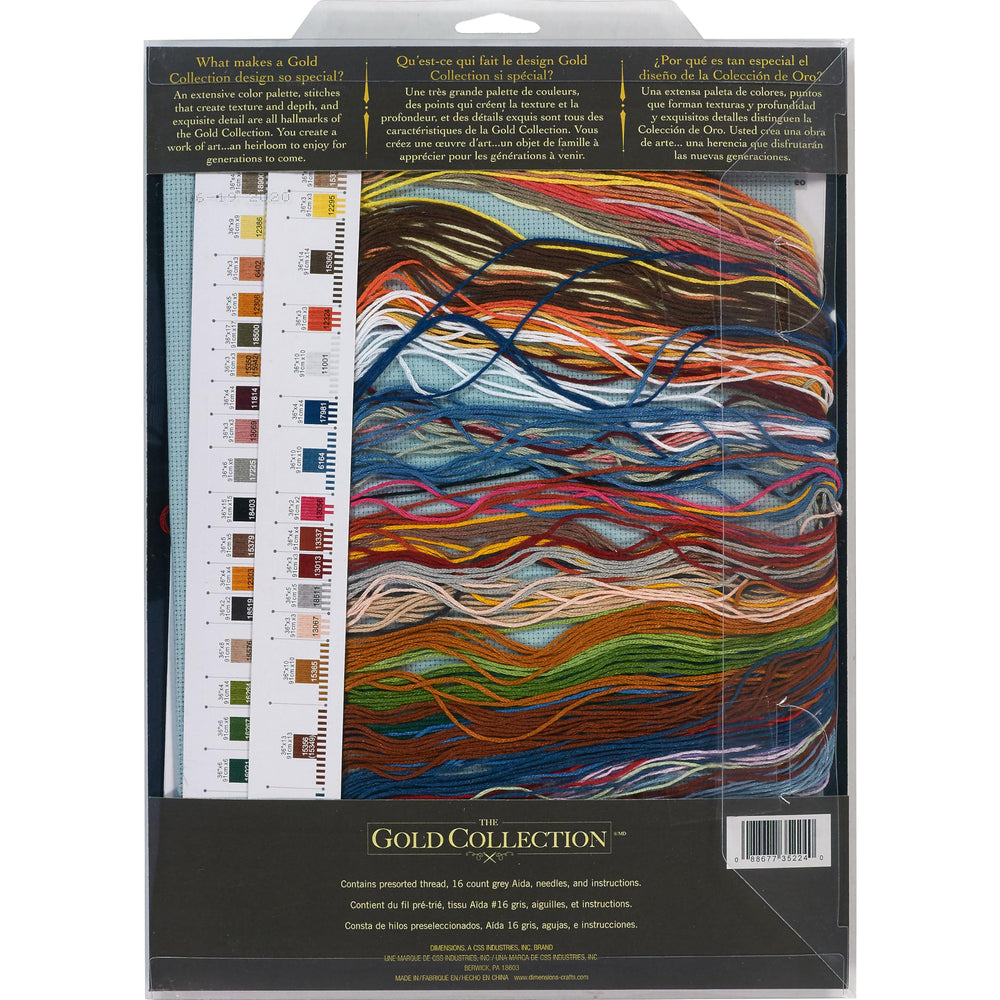 Gold Collection Counted Cross Stitch Kit, European Bistro, 16 Count Dove Grey Aida, 11'' x 16''