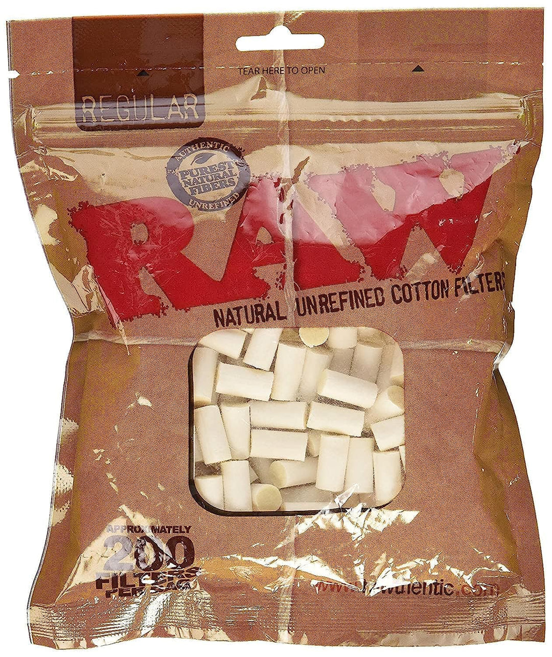 200pc Raw Unbleached Filters - Unrefined Cotton Cigarette Filters