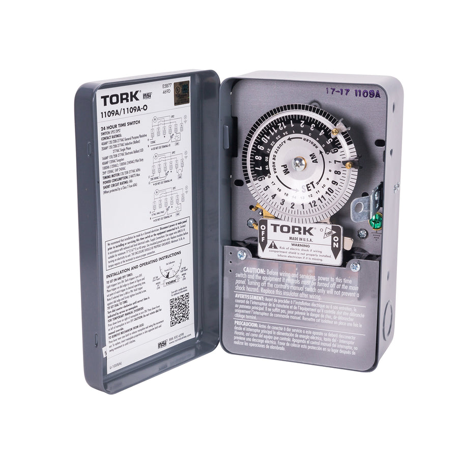 NSi Industries TORK 1109A Indoor 40-Amp Multi-Volt Mechanical Lighting and Appliance Timer - 24-Hour Programming - Multiple On/Off Settings - 120/208-277-Volt - Grey 2.9 x 4.7 x 7.9 inches