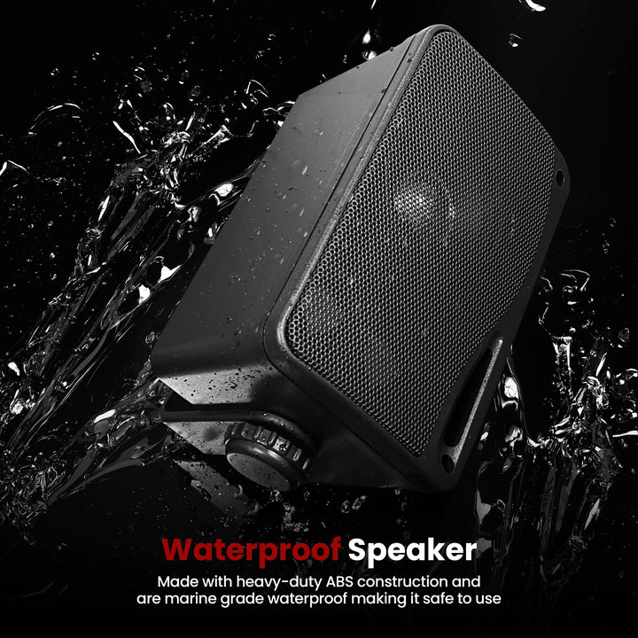 3-way Mini Box Speaker System - 3.5 Inch 200 Watt Waterproof Marine Grade Mount Speakers - in a Heavy Duty ABS Enclosure Grill - Home, Boat, Poolside, Patio Indoor Outdoor Use (Black)