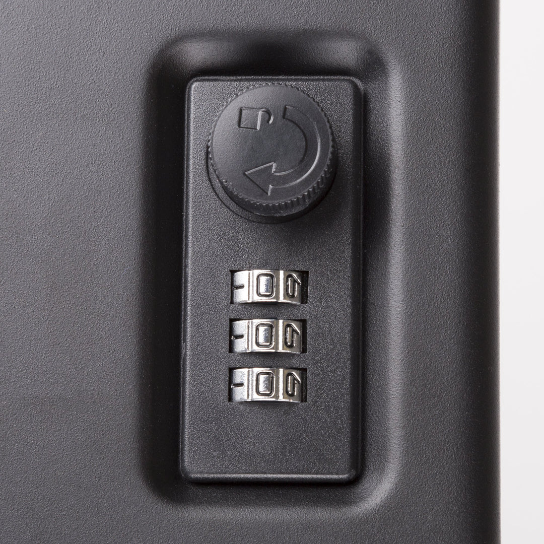 Portable Gun Safe – Top Opening Personal Steel Travel Combination Lock Box with 1500 Pound Test Tether Cable for Car, Desk or Home