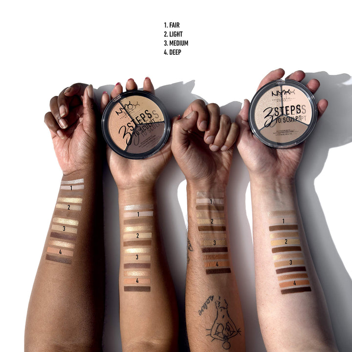 PROFESSIONAL MAKEUP 3 Steps to Sculpt, Face Sculpting Contour Palette - Deep