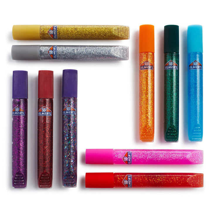 ELMERS E199 Elmer's 3D Washable Glitter Glue Pens, Classic Rainbow, Pack of 10 Pens - Great For Making Slime