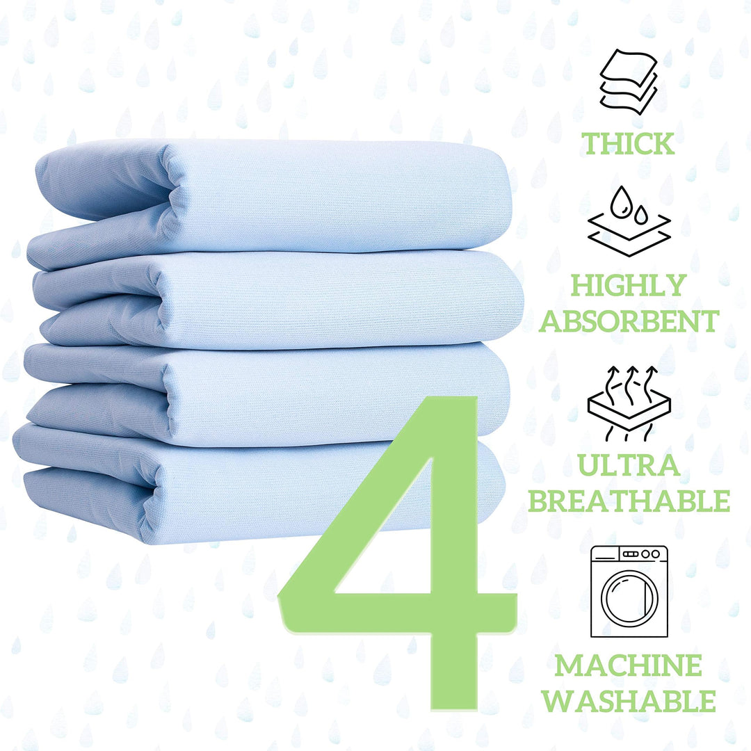 Washable Underpads - Large Bed Pads for use as Incontinence Bed Pads, Reusable Pet Pads, Great for Dogs, Cats, Bunny, Seniors Bed Pad (Pack of 4 - 30x34)