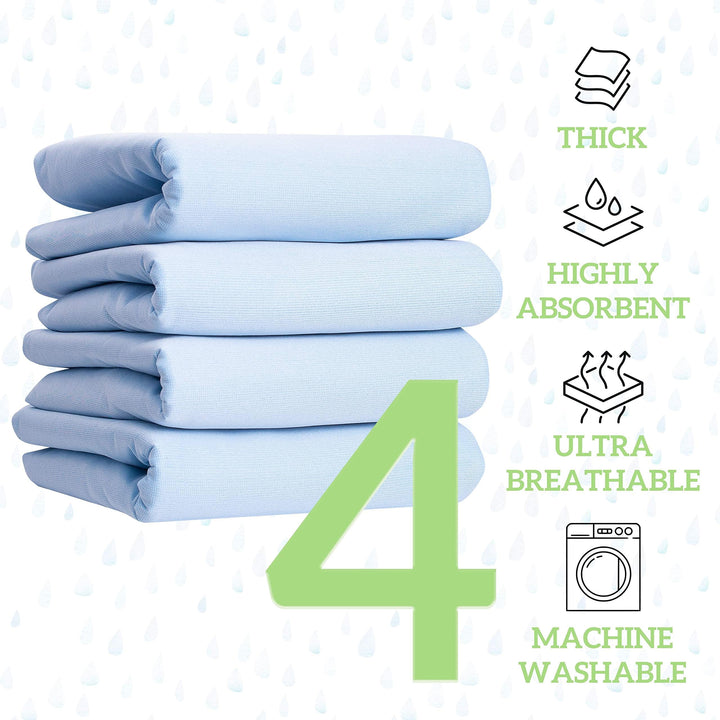 Washable Underpads - Large Bed Pads for use as Incontinence Bed Pads, Reusable Pet Pads, Great for Dogs, Cats, Bunny, Seniors Bed Pad (Pack of 4 - 30x34)
