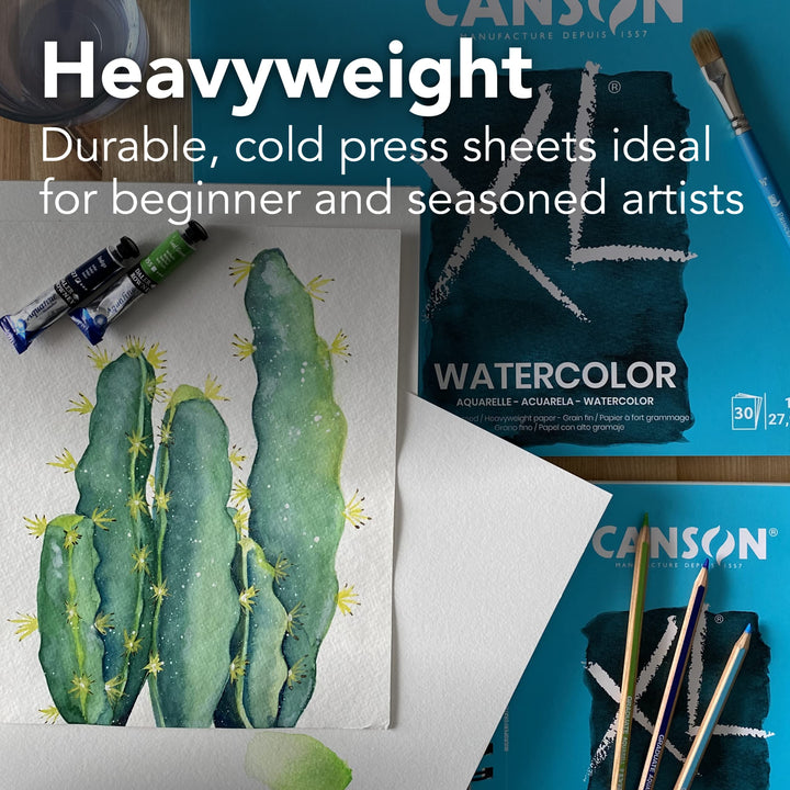 XL Series Watercolor Pad, Heavyweight White Paper, Side Wire Binding, 30 Sheets, 9x12 inch