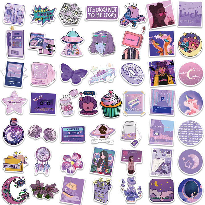 Kawaii Stickers for Water Bottles - 100Pcs Cute Vsco Aesthetic Stickers Purple Stickers Laptop Stickers for Kids Teens Girls (Pink&Purple)