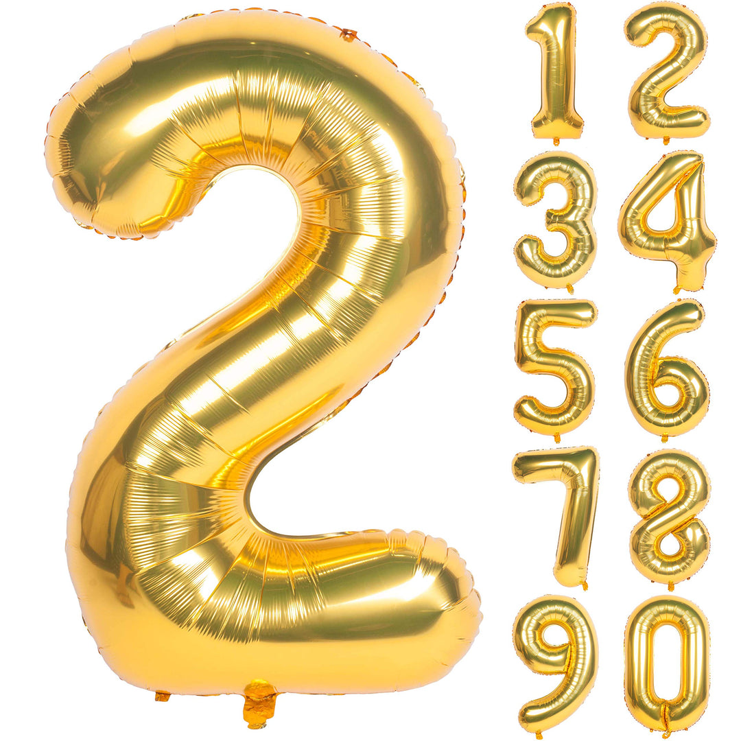 40 Inch Gold Digit Helium Foil Birthday Party Balloons Number 2