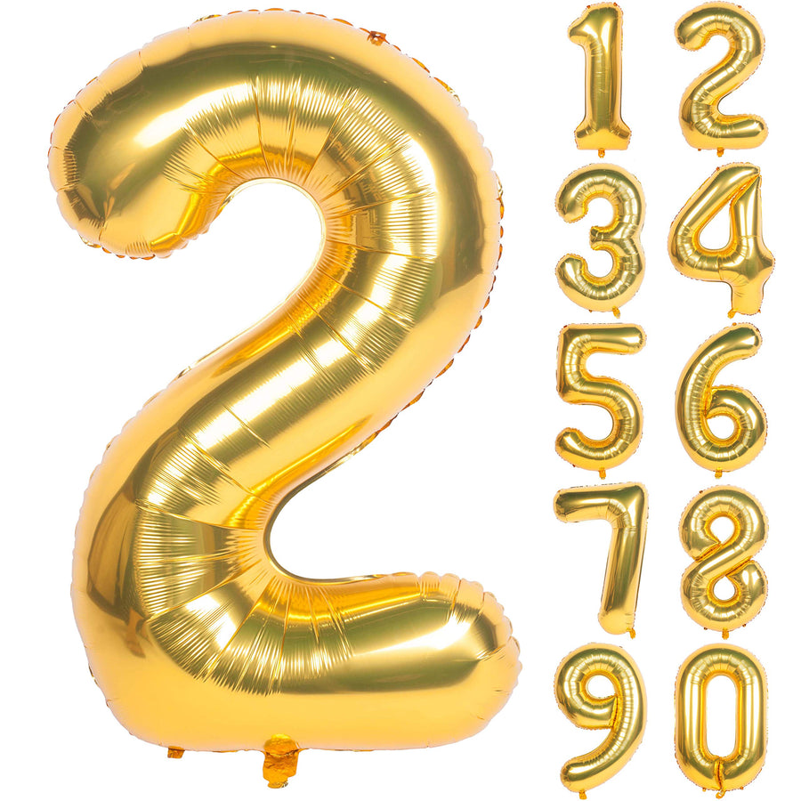 40 Inch Gold Digit Helium Foil Birthday Party Balloons Number 2
