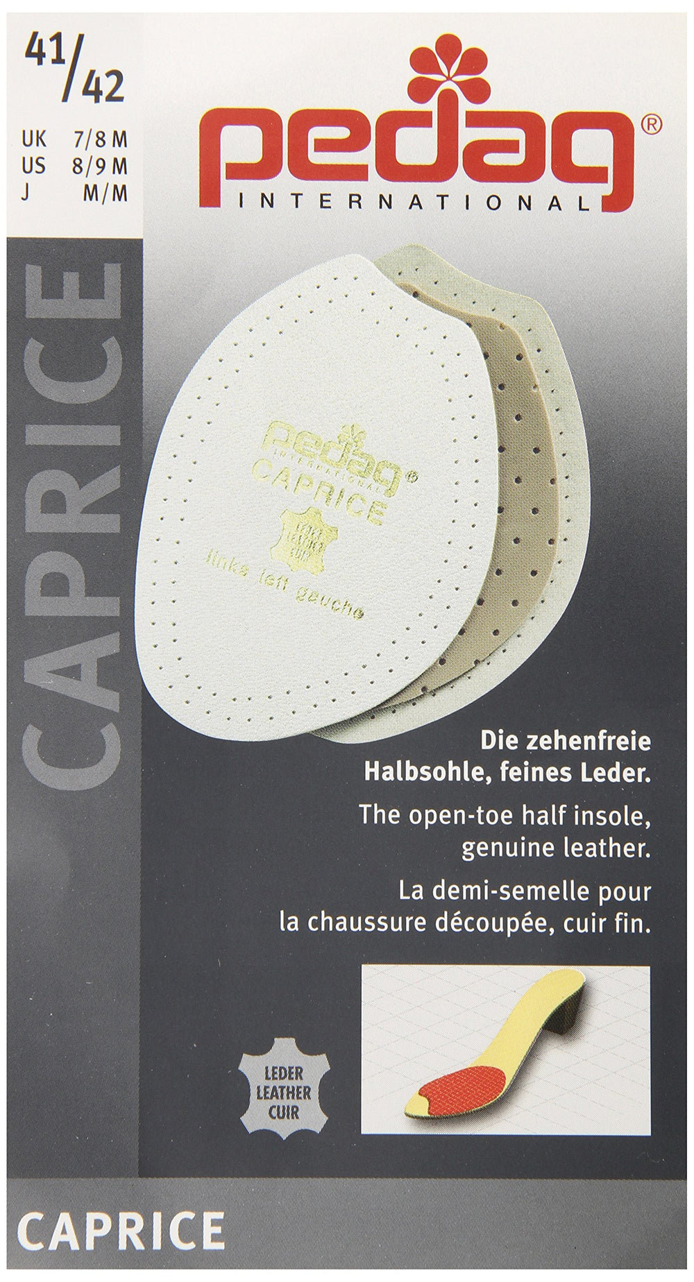 Caprice Lightly Padded Leather Insert for Open Toed Shoes and Sandals, Us W11/12, EU 41/42