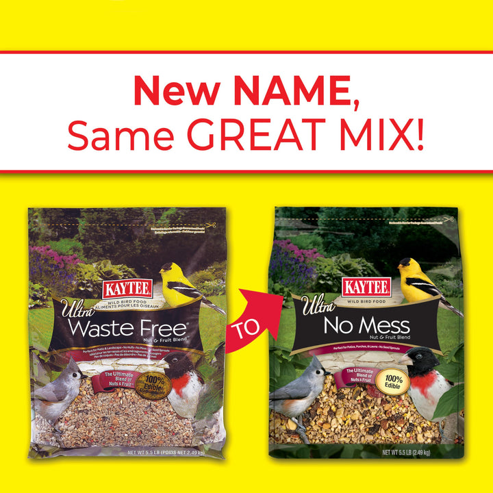 Wild Bird Ultra No Mess Nut & Fruit Food Seed Blend For Blue Jays, Woodpeckers, Juncos, Cardinals, Grosbeaks, Sparrows, and Finches, 5.5 Pound