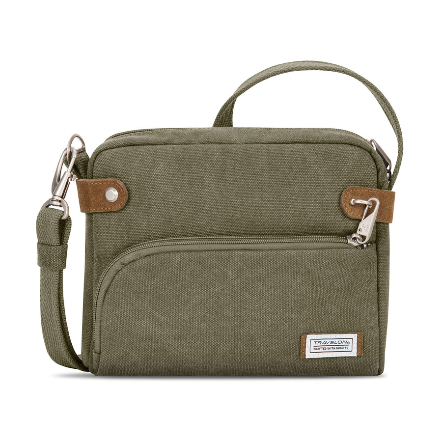 Anti-Theft Heritage Small Crossbody Bag, Sage 9.75 x 7.75 x 2.5