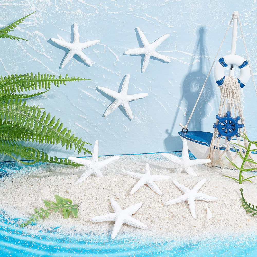 2.2 Inch Pencil Finger Starfish 16pcs Starfish Ornaments Resin Nautical Starfish Coastal Beach Ocean Flatback Starfish Ornaments for Beach Wedding Party Christmas Tree Halloween Home