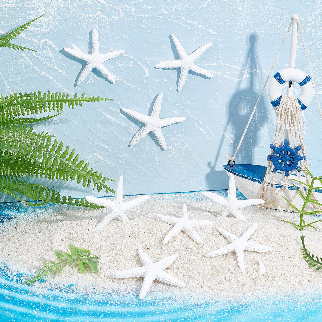 2.2 Inch Pencil Finger Starfish 16pcs Starfish Ornaments Resin Nautical Starfish Coastal Beach Ocean Flatback Starfish Ornaments for Beach Wedding Party Christmas Tree Halloween Home