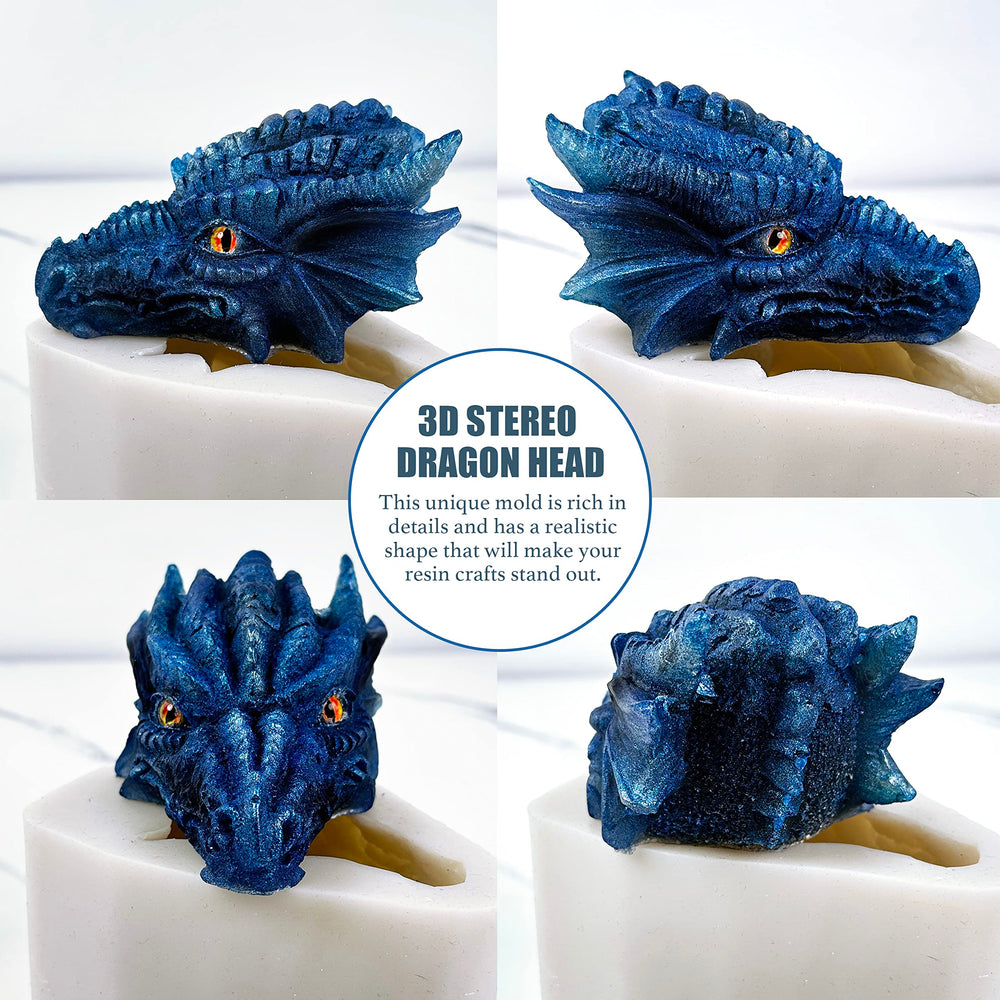 Dragon Head Mold Resin 3D Large Dragon Silicone Molds for Epoxy Resin, Fondant Cake Decorating, Soap, Candle, Concret, Cement, Polymer Clay (with 20 Pairs Dragon Eyes)