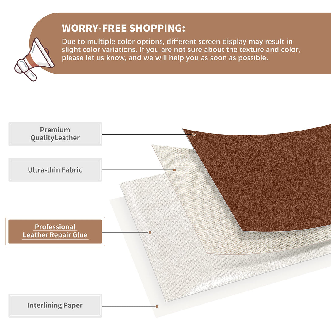 Leather Repair Patch,Self-Adhesive Couch Patch,Available Anti Scratch Leather 5”X7.9”(12.7cm x 20cm) Peel and Stick for Sofas, Car Seats Hand Bags Jackets(Brown)