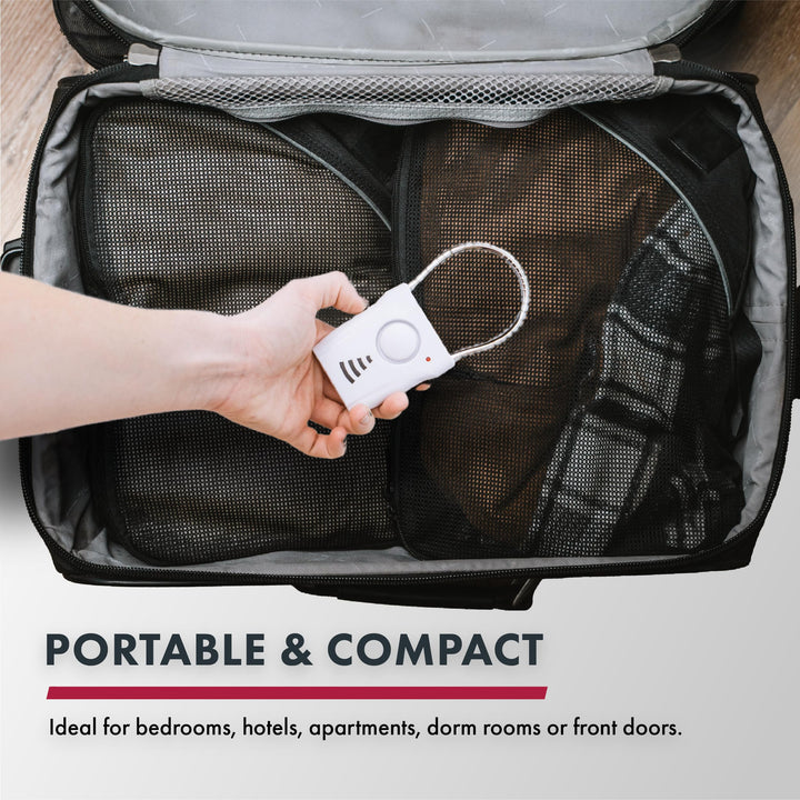 110dB Door Handle Alarm, Extremely Loud Wireless Alarm Audible Up To 680 Ft Away, Hangs Off Door Knob or Handle, Vibration-Triggered Home Security Alarm, 3 Adjustable Settings, Great for Travel