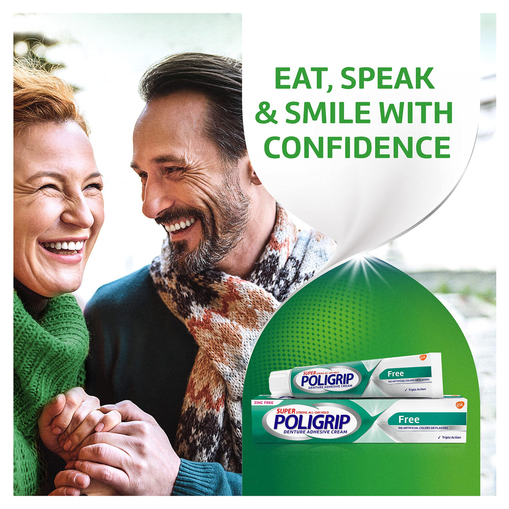Zinc Free Denture and Partials Adhesive Cream, 2.4 ounce (Pack of 4)