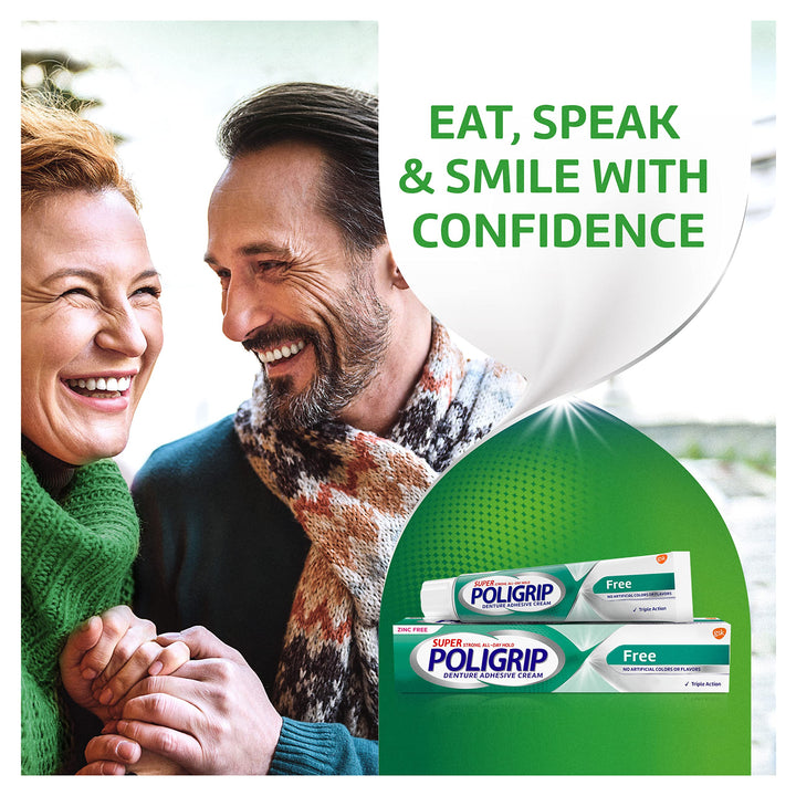 Zinc Free Denture and Partials Adhesive Cream, 2.4 ounce (Pack of 4)