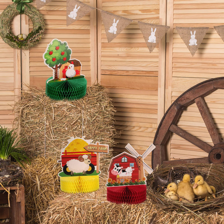 10 Pieces Farm Animals Honeycomb Centerpieces Farm Party Decorations Supplies for Table Barn Birthday Party Favors 3D Table Decor Indoor Outdoor