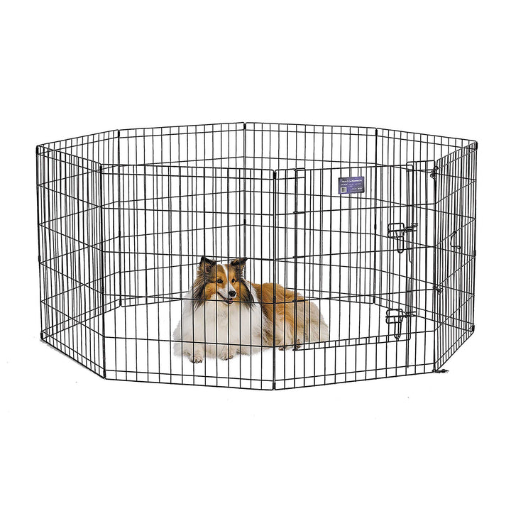 Dog Exercise Pen & Playpen, 24 W x 30 W, with Door, Black