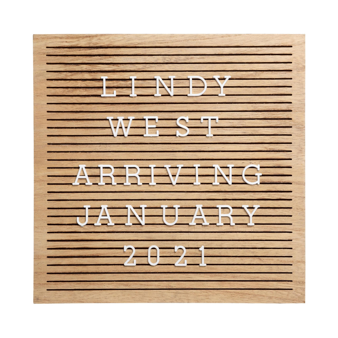 Wooden Letterboard Set - Ideal Photo Sharing Prop for Baby Announcements, Milestone Keepsake, Custom Message Board and Shower Gift - Includes 188 Letters, Numbers, and Symbols - Natural Wood