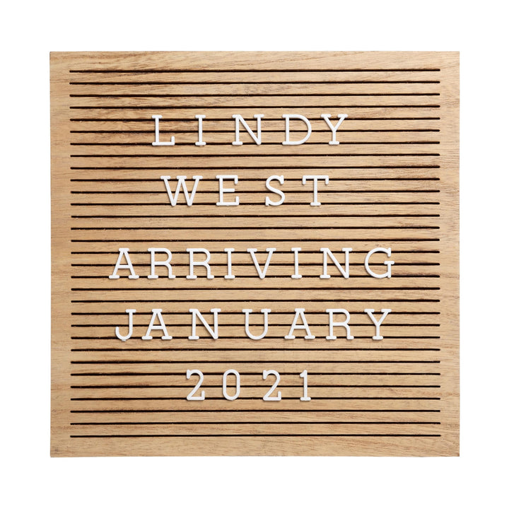 Wooden Letterboard Set - Ideal Photo Sharing Prop for Baby Announcements, Milestone Keepsake, Custom Message Board and Shower Gift - Includes 188 Letters, Numbers, and Symbols - Natural Wood