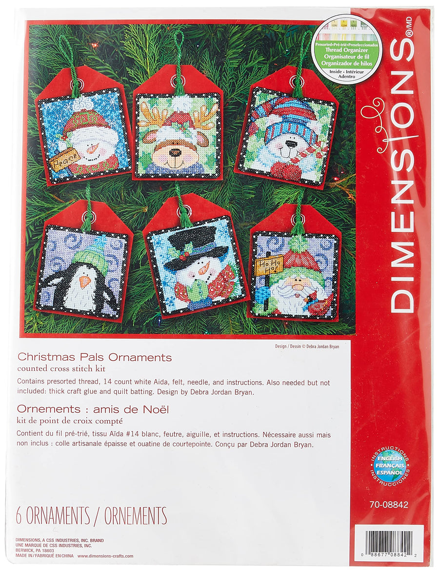 Counted Cross Stitch Christmas Pals Ornament Kit, 6 pcs