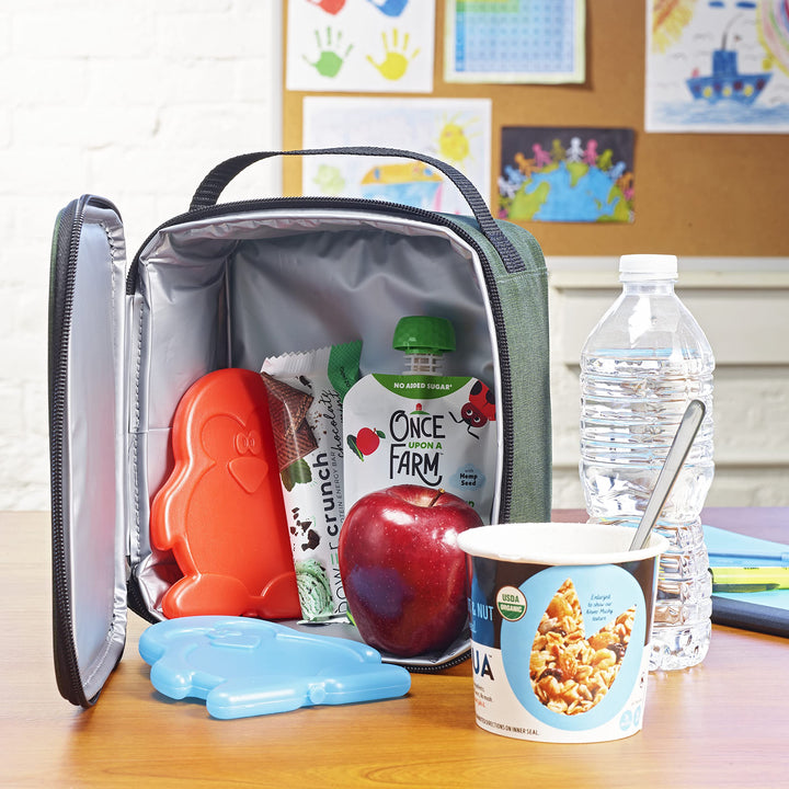 Fit & Fresh Cool Coolers Kids Lunch Box Ice Packs, Slim Ice Packs for Lunch Bags, Lunch Ice Packs Reusable-Multicolored, Set of 4 (Penguin)