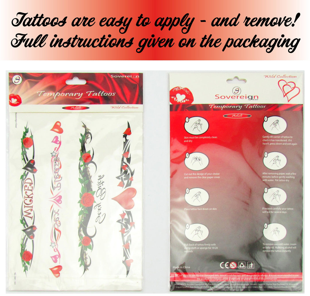 8 Large Sexy Naughty Temporary Tattoos for Women Ladies - Adult Fun for Lower Back Legs Arms Stomach