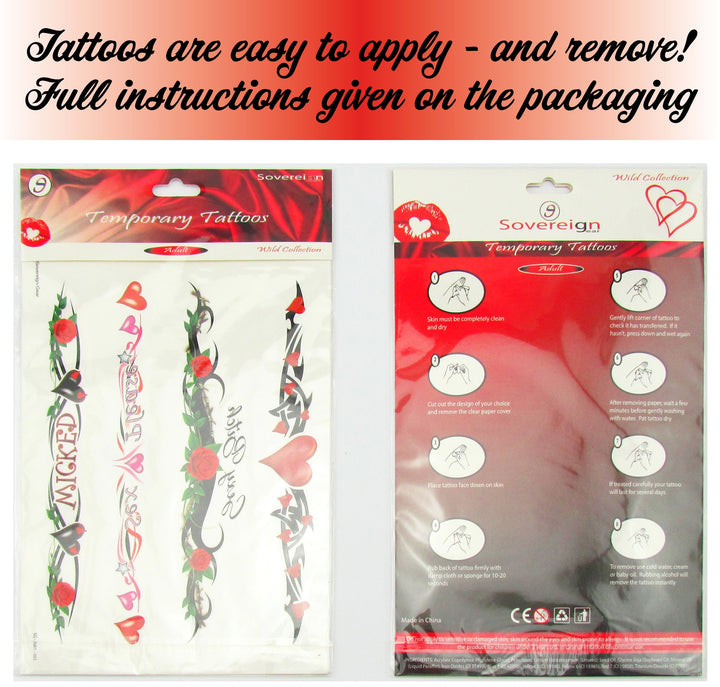 8 Large Sexy Naughty Temporary Tattoos for Women Ladies - Adult Fun for Lower Back Legs Arms Stomach