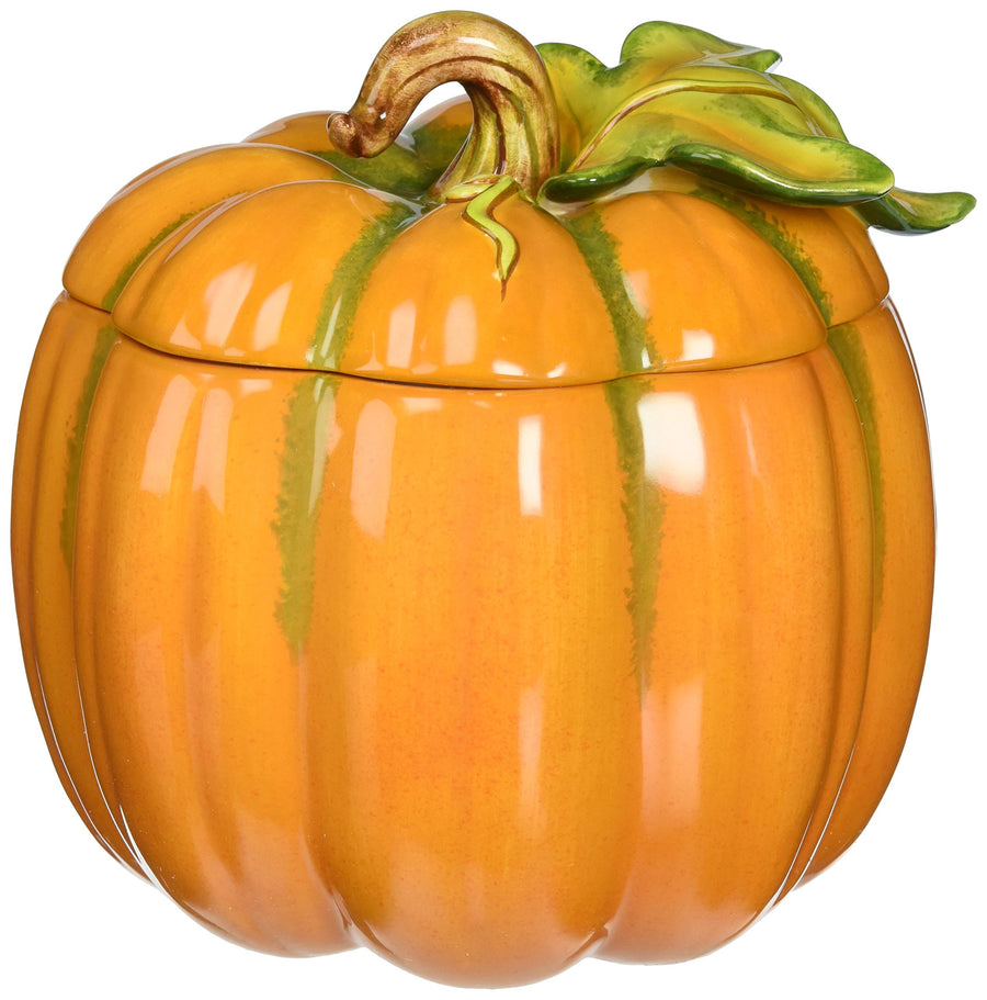 10365 Fine Ceramic Pumpkin Box, 6-1/8-Inch Orange