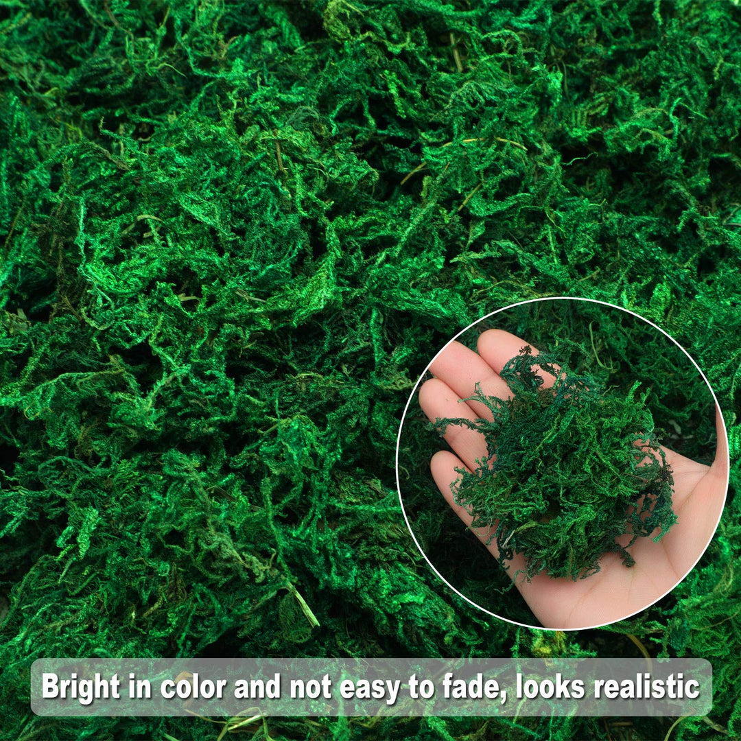 Artificial Moss Green Dried Moss Decorative Fake Bulk Moss for Flower Plant Garden Lawn Crafts Wedding Decoration (Spread Out 2.69 Square Feet)