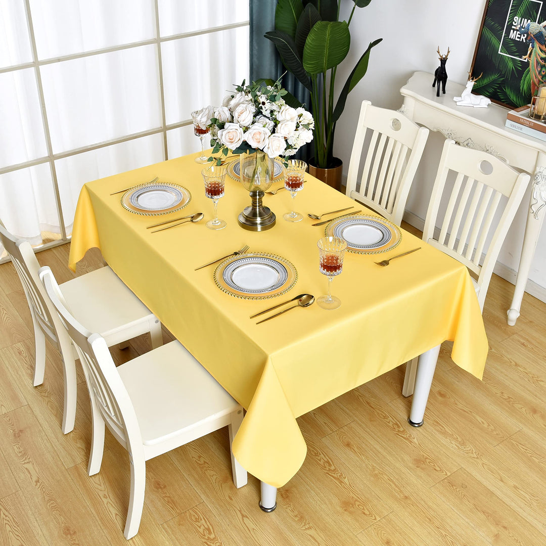 Yellow Rectangle Tablecloth Waterproof Stain Resistant Wrinkle Free Table Cloth 210GSM Polyester Wipeable Table Cover for Party, Banquet, Indoor and Outdoor - Rectangular/Oblong, 60 x 120 inch