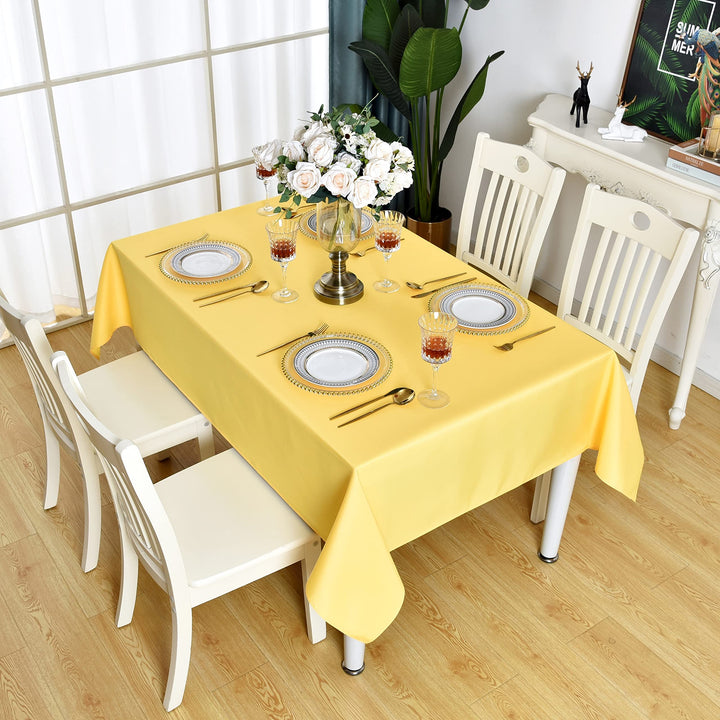 Yellow Rectangle Tablecloth Waterproof Stain Resistant Wrinkle Free Table Cloth 210GSM Polyester Wipeable Table Cover for Party, Banquet, Indoor and Outdoor - Rectangular/Oblong, 60 x 120 inch