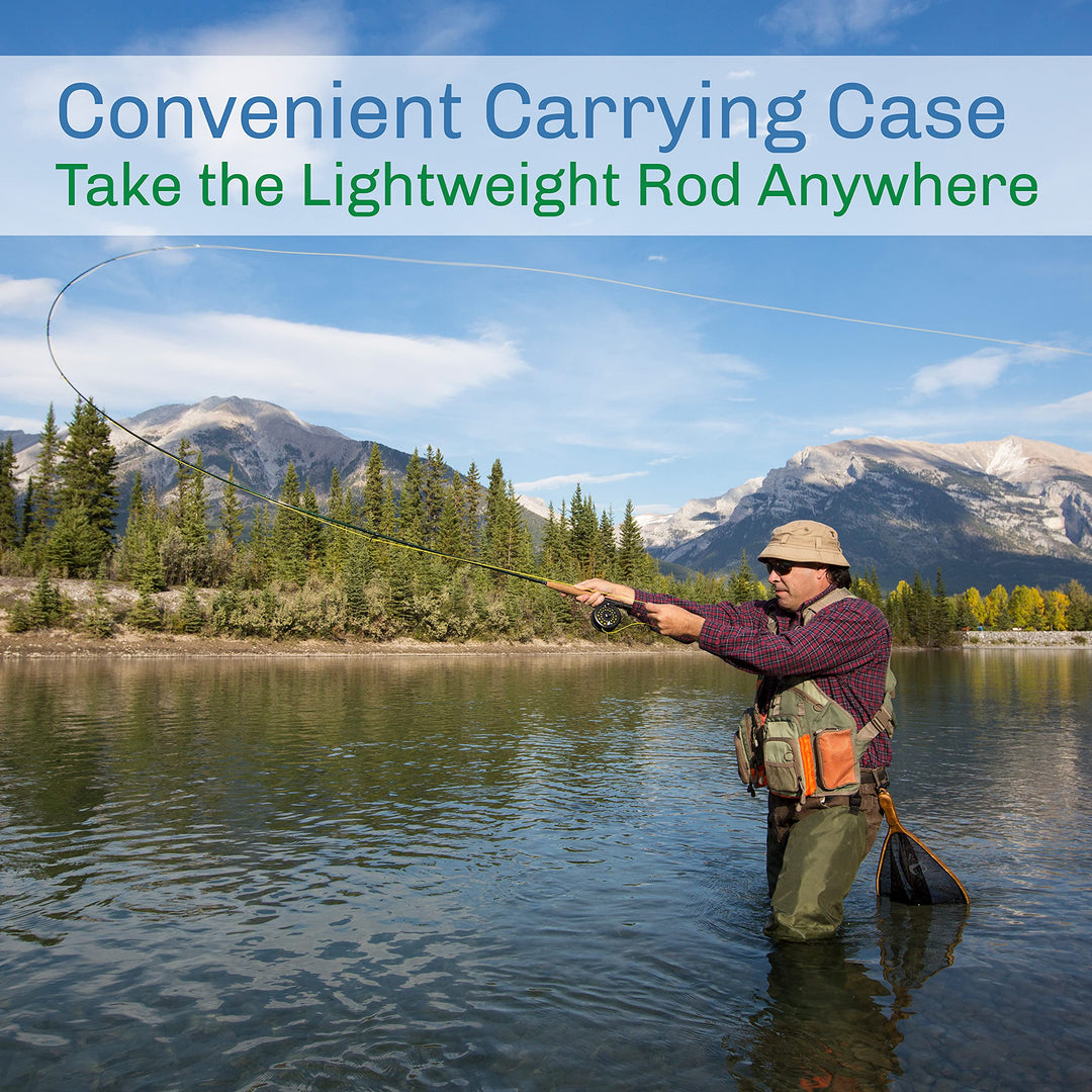 Fly Fishing Rod and Reel Combo - Including Carrying Case, Flies, and Fishing Line - Charter Series Gear and Accessories (Black)