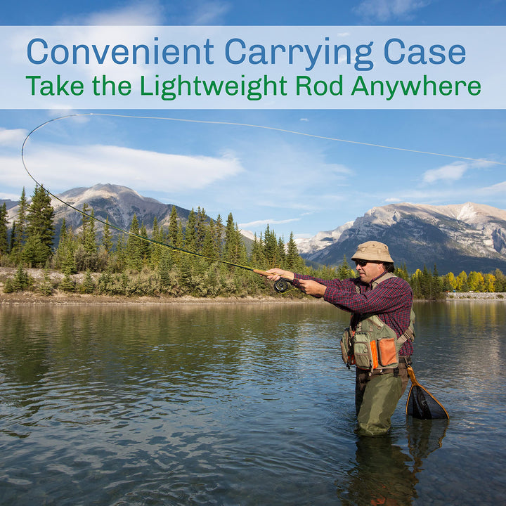 Fly Fishing Rod and Reel Combo - Including Carrying Case, Flies, and Fishing Line - Charter Series Gear and Accessories (Black)