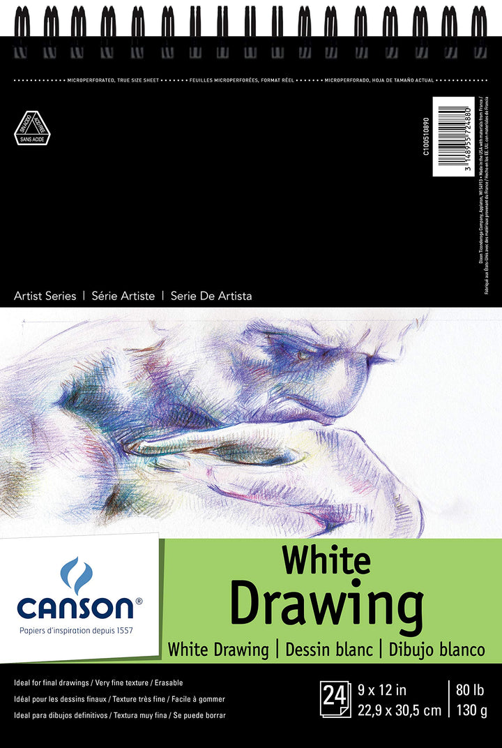 Artist Series Drawing Paper, Wirebound Pad, 9x12 inches, 24 Sheets (80lb/130g) - Artist Paper for Adults and Students - Charcoal, Colored Pencil, Ink, Pastel, Marker