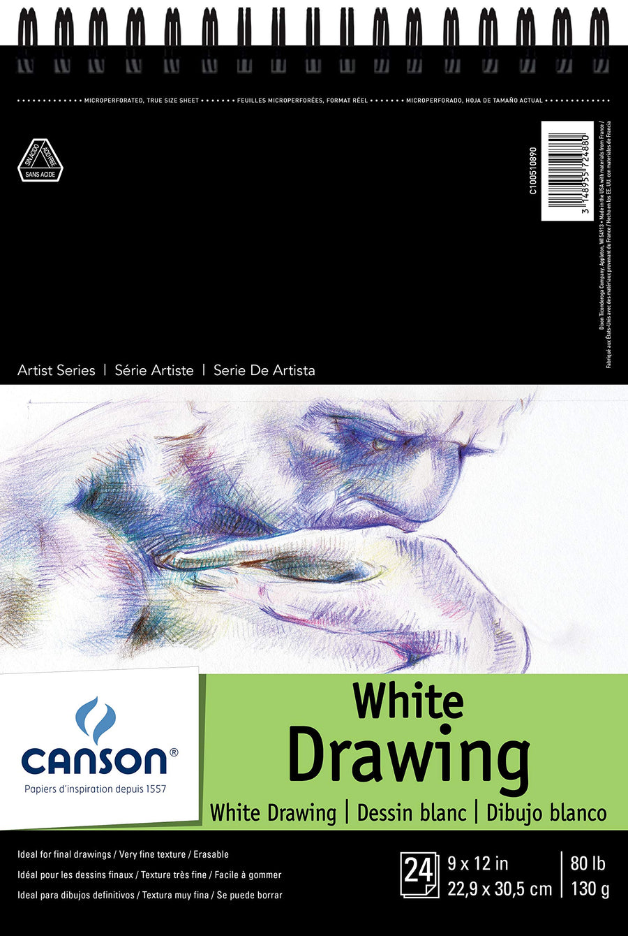 Artist Series Drawing Paper, Wirebound Pad, 9x12 inches, 24 Sheets (80lb/130g) - Artist Paper for Adults and Students - Charcoal, Colored Pencil, Ink, Pastel, Marker