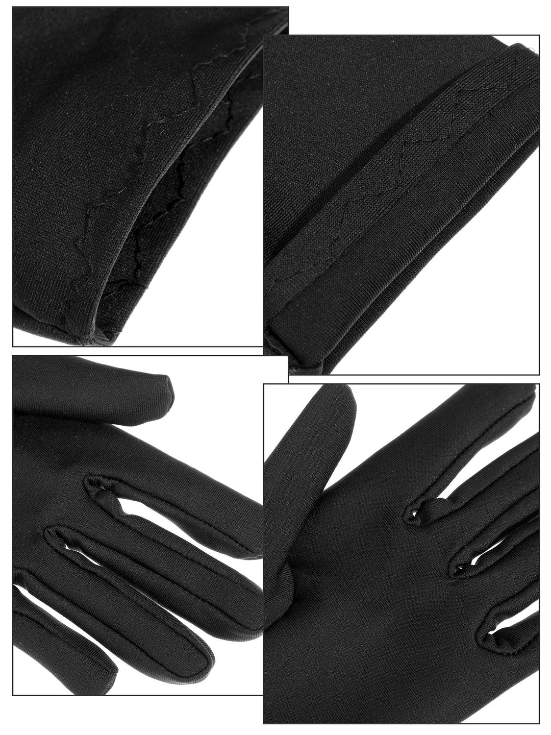 3 Pairs Wrist Length Gloves Women Short Satin Gloves Opera Short Gloves for 1920s Wedding Party (Black 2)