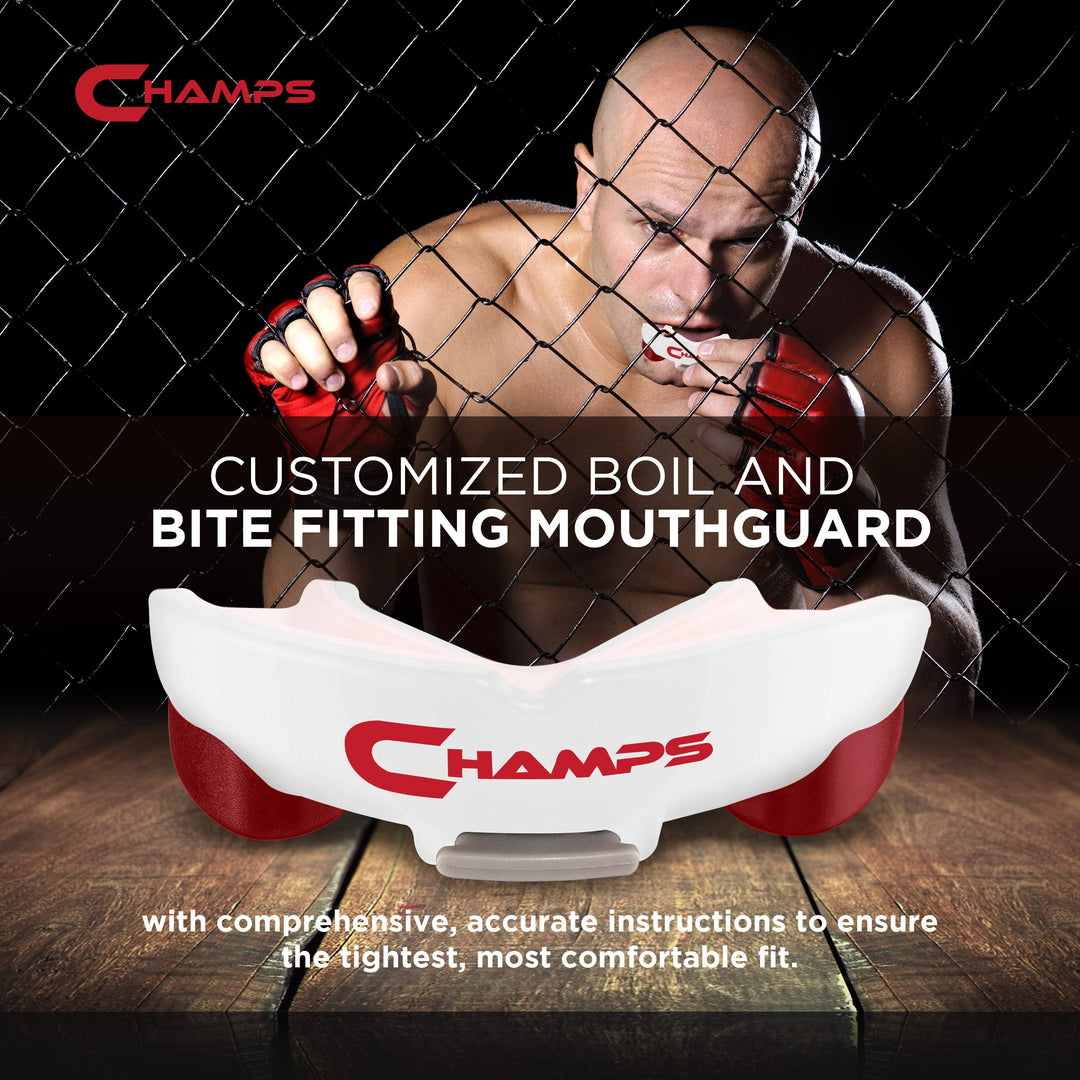 Champs Breathable Mouthguard for Boxing, Jiu Jitsu, MMA, Muay Thai, Sports, and Wrestling. Easy Fit Boxing Mouthguard Super Tough MMA Mouthguard. Combat Sports Mouthpiece (White, Ages 10 and Above)