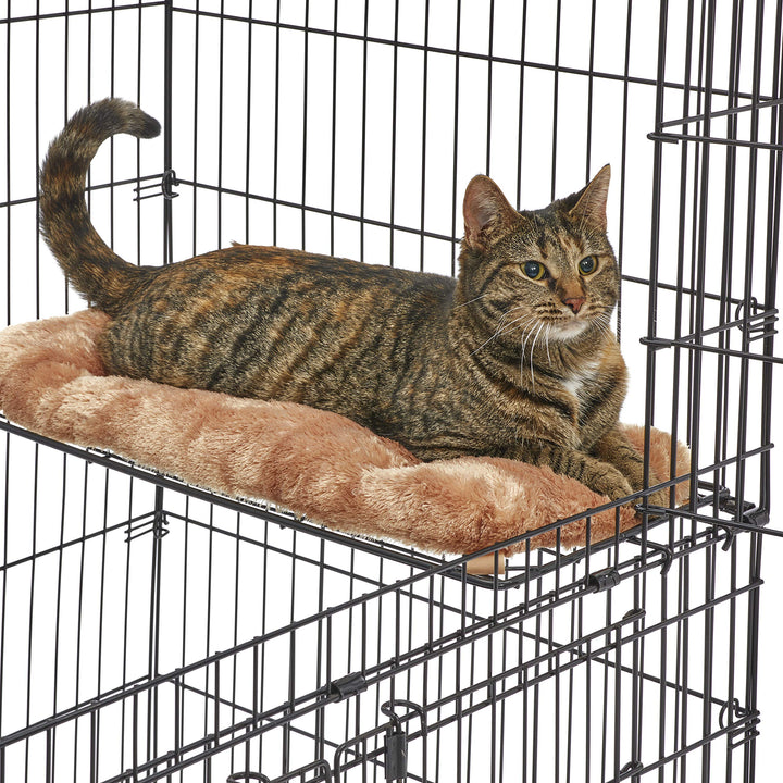 Cat Playpen/Cat Cage Includes 3 Adjustable Resting Platforms, Removable Leak-Proof Pan, Easy 2-Door Top/Bottom Access & 4-Locking Wheel Casters
